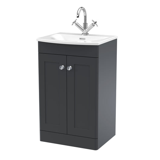  Nuie Classique 500mm Floor Standing 2-Door Unit & Curved Basin - Soft Black