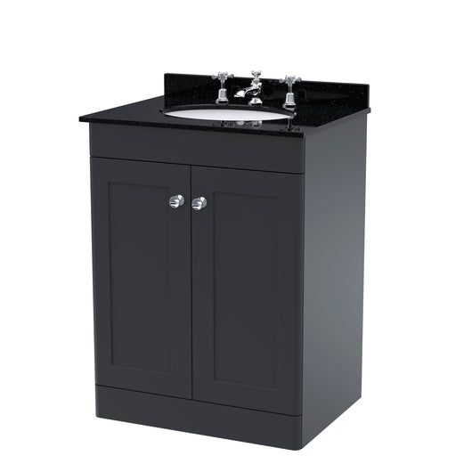  Classique 600mm Floor Standing 2 Door Unit & Marble Top 3TH - Satin Anthracite