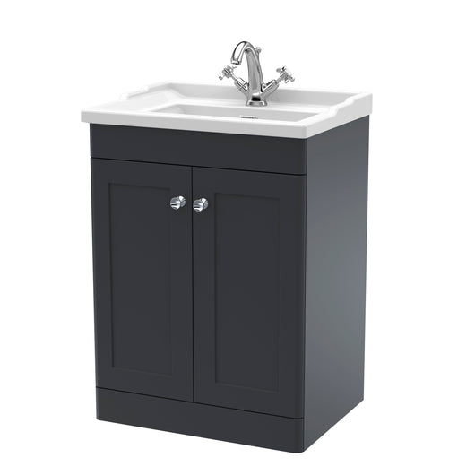  Classique 600mm Floor Standing 2 Door Unit & Basin 1TH - Satin Anthracite