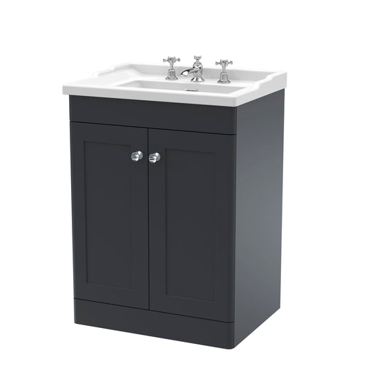  Classique 600mm Floor Standing 2 Door Unit & Basin 3TH - Satin Anthracite