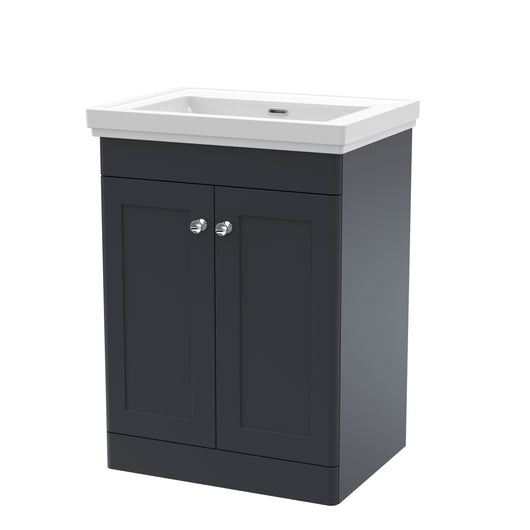  Classique 600mm Floor Standing 2 Door Unit & Basin 0TH - Satin Anthracite