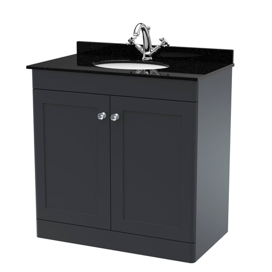  Classique 800mm Floor Standing 2 Door Unit & Marble Top 1TH - Satin Anthracite