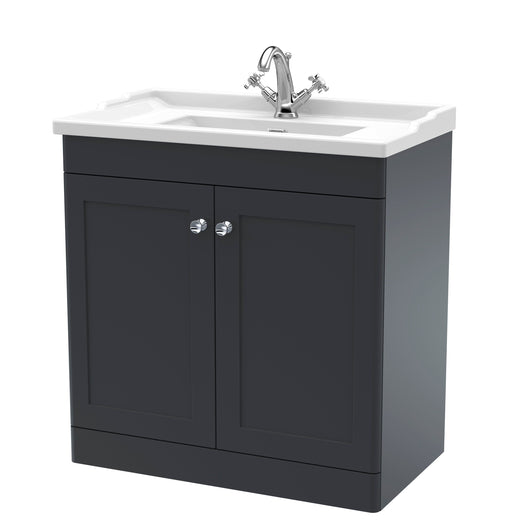  Classique 800mm Floor Standing 2 Door Unit & Basin 1TH - Satin Anthracite