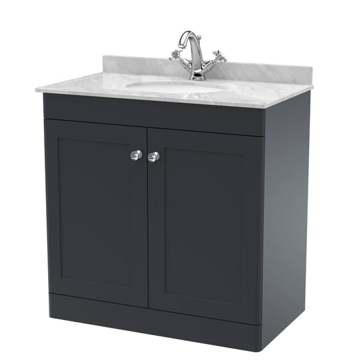  Classique 800mm Floor Standing 2 Door Unit & Marble Top 1TH - Satin Anthracite