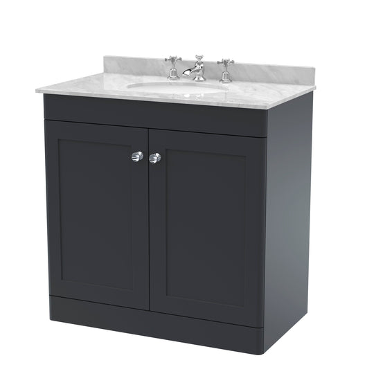  Classique 800mm Floor Standing 2 Door Unit & Marble Top 3TH - Satin Anthracite