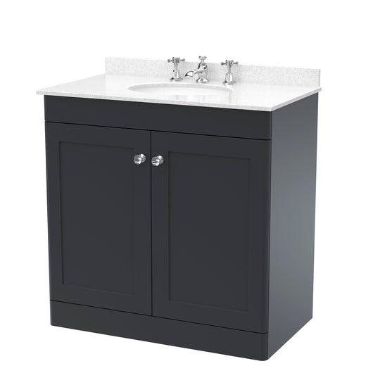  Classique 800mm Floor Standing 2 Door Unit & Marble Top 3TH - Satin Anthracite