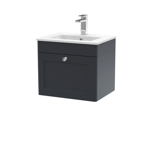  Classique 500mm Wall Hung 1 Drawer Unit & Basin 2 - Satin Anthracite