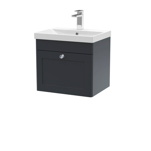  Classique 500mm Wall Hung 1 Drawer Unit & Basin 3 - Satin Anthracite