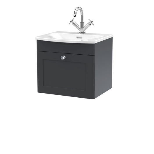  Nuie Classique 500mm Wall Hung 2-Door Unit & Curved Basin - Soft Black