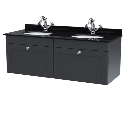  Classique 1200mm Wall Hung 2 Drawer Unit & Marble Top - Satin Anthracite