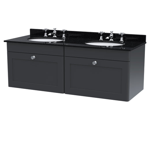  Classique 1200mm Wall Hung 2 Drawer Unit & Marble Top - Satin Anthracite