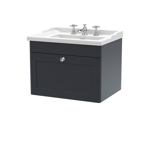  Classique 600mm Wall Hung 1 Drawer Unit & Basin 3TH - Satin Anthracite