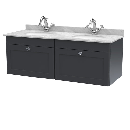  Classique 1200mm Wall Hung 2 Drawer Unit & Marble Top - Satin Anthracite