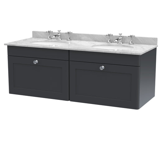  Classique 1200mm Wall Hung 2 Drawer Unit & Marble Top - Satin Anthracite