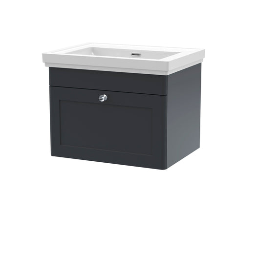  Classique 600mm Wall Hung 1 Drawer Unit & Basin 0TH - Satin Anthracite