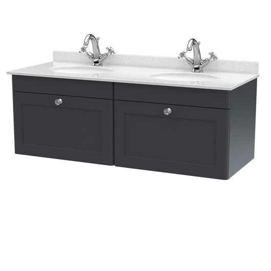  Classique 1200mm Wall Hung 2 Drawer Unit & Marble Top - Satin Anthracite