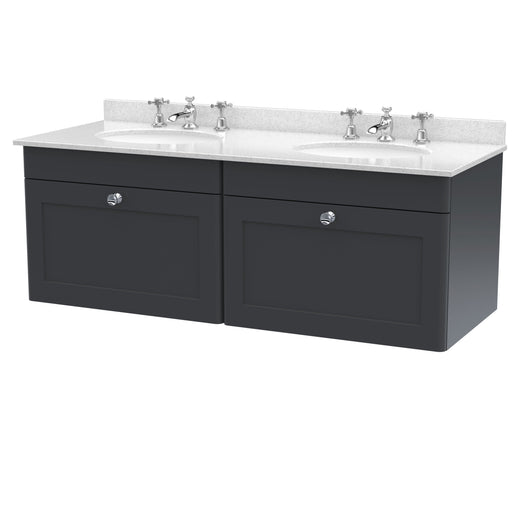  Classique 1200mm Wall Hung 2 Drawer Unit & Marble Top - Satin Anthracite