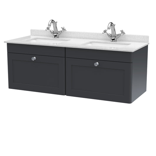  Classique 1200mm Wall Hung 2 Drawer Unit & Marble Top - Satin Anthracite