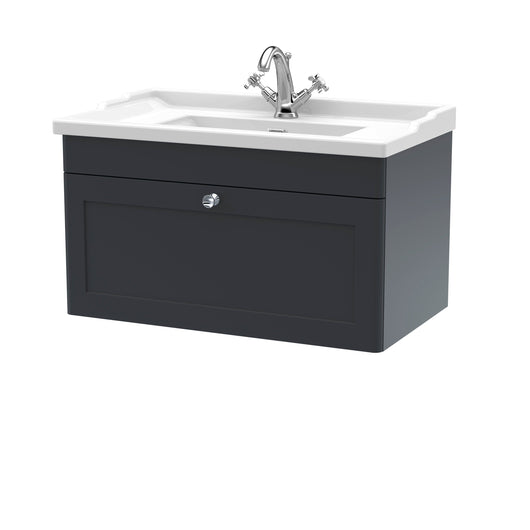  Classique 800mm Wall Hung 1 Drawer Unit & Basin 1TH - Satin Anthracite