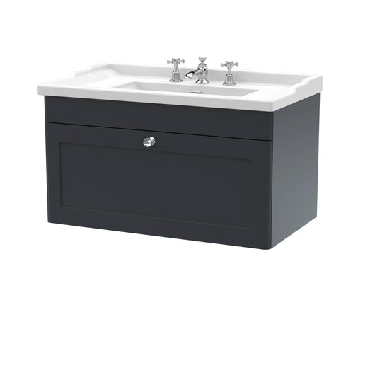  Classique 800mm Wall Hung 1 Drawer Unit & Basin 3TH - Satin Anthracite