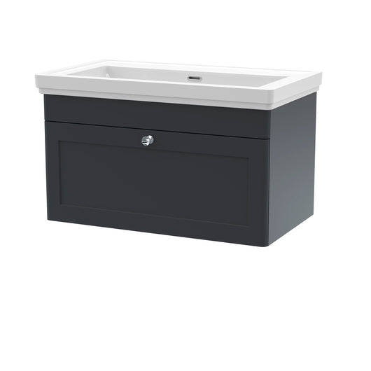  Classique 800mm Wall Hung 1 Drawer Unit & Basin 0TH - Satin Anthracite