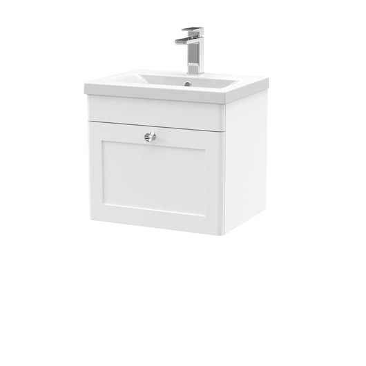  Classique 500mm Wall Hung 1 Drawer Unit & Basin 1 - Satin White