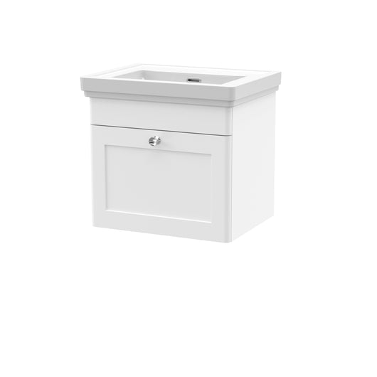  Classique 500mm Wall Hung 1 Drawer Unit & Basin 0TH - Satin White