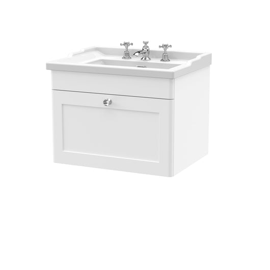  Classique 600mm Wall Hung 1 Drawer Unit & Basin 3TH - Satin White