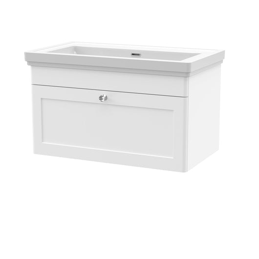  Classique 800mm Wall Hung 1 Drawer Unit & Basin 0TH - Satin White