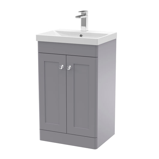  Classique 500mm Floor Standing 2 Door Unit & Basin 3 - Satin Grey