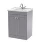 Classique 600mm Floor Standing 2 Door Unit & Basin 1TH - Satin Grey