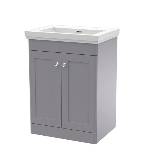  Classique 600mm Floor Standing 2 Door Unit & Basin 0TH - Satin Grey