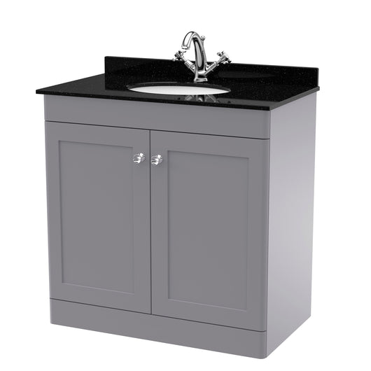  Classique 800mm Floor Standing 2 Door Unit & Marble Top 1TH - Satin Grey