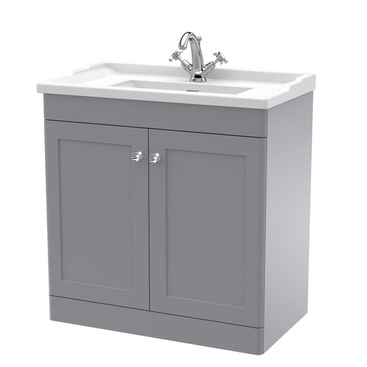  Classique 800mm Floor Standing 2 Door Unit & Basin 1TH - Satin Grey