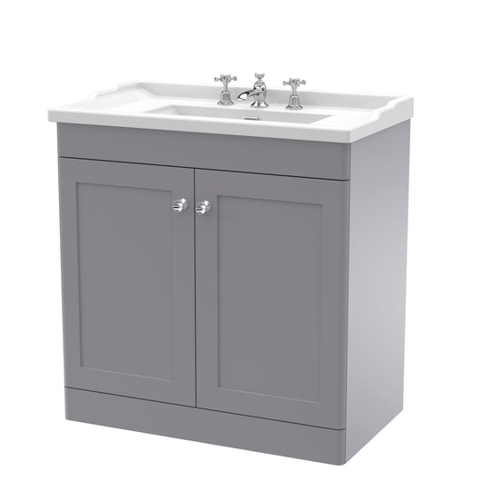  Classique 800mm Floor Standing 2 Door Unit & Basin 3TH - Satin Grey