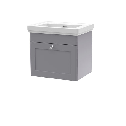  Classique 500mm Wall Hung 1 Drawer Unit & Basin 0TH - Satin Grey