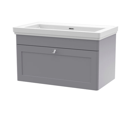  Classique 800mm Wall Hung 1 Drawer Unit & Basin 0TH - Satin Grey