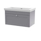 Classique 800mm Wall Hung 1 Drawer Unit & Basin 0TH - Satin Grey