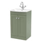 Nuie Classique 500mm Floor Standing 2-Door Unit & Curved Basin - Satin Green