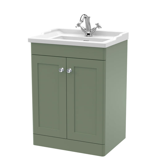  Classique 600mm Floor Standing 2 Door Unit & Basin 1TH - Satin Green