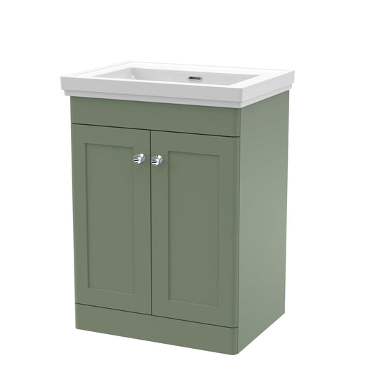  Classique 600mm Floor Standing 2 Door Unit & Basin 0TH - Satin Green