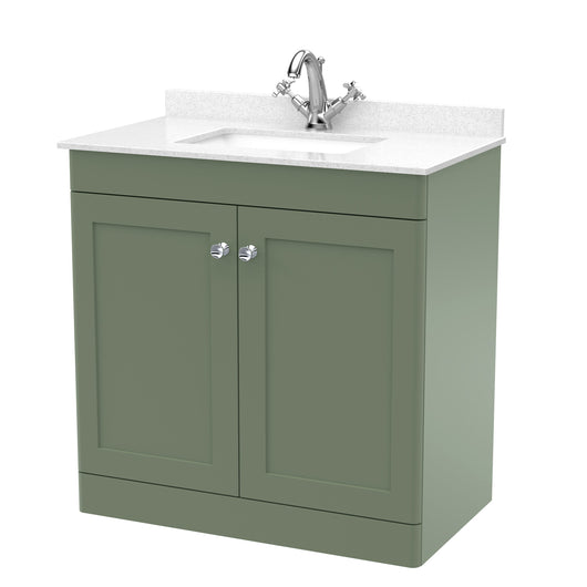  Classique 800mm Floor Standing 2 Door Unit & Marble Top 1TH - Satin Green