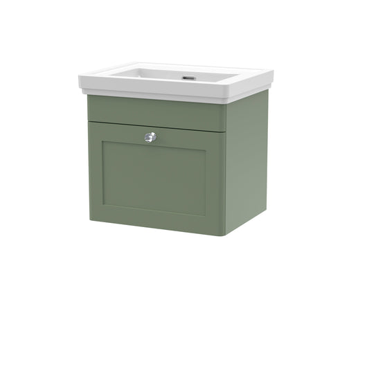  Classique 500mm Wall Hung 1 Drawer Unit & Basin 0TH - Satin Green