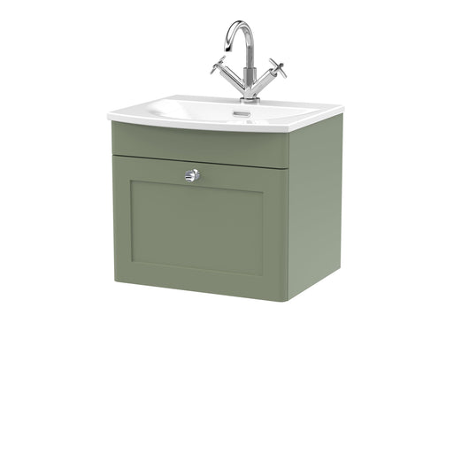  Nuie Classique 500mm Wall Hung 2-Door Unit & Curved Basin - Satin Green