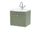 Nuie Classique 500mm Wall Hung 2-Door Unit & Curved Basin - Satin Green