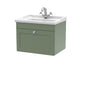 Classique 600mm Wall Hung 1 Drawer Unit & Basin 1TH - Satin Green