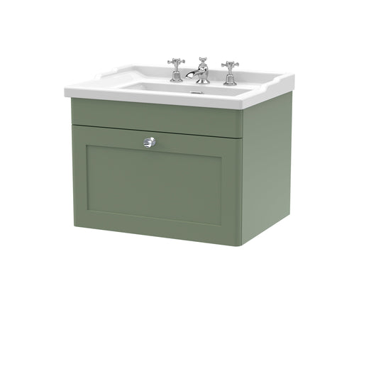  Classique 600mm Wall Hung 1 Drawer Unit & Basin 3TH - Satin Green