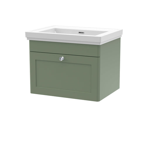  Classique 600mm Wall Hung 1 Drawer Unit & Basin 0TH - Satin Green