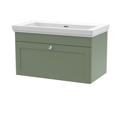  Classique 800mm Wall Hung 1 Drawer Unit & Basin 0TH - Satin Green