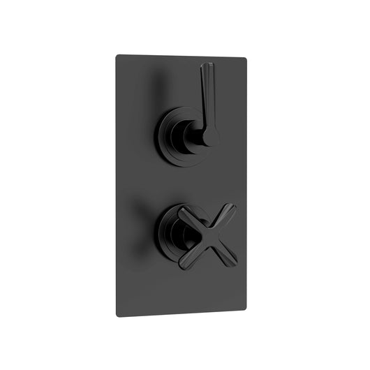  Aztec Twin Thermostatic Shower Valve With Diverter - Matt Black